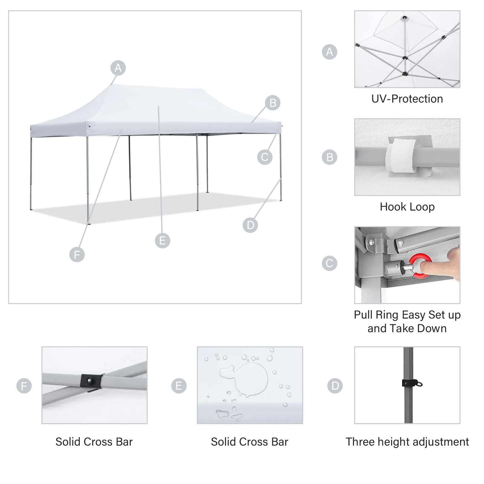 10x20 Ft Pop Up Canopy Tent Wedding Party Patio Gazebo Shelter White