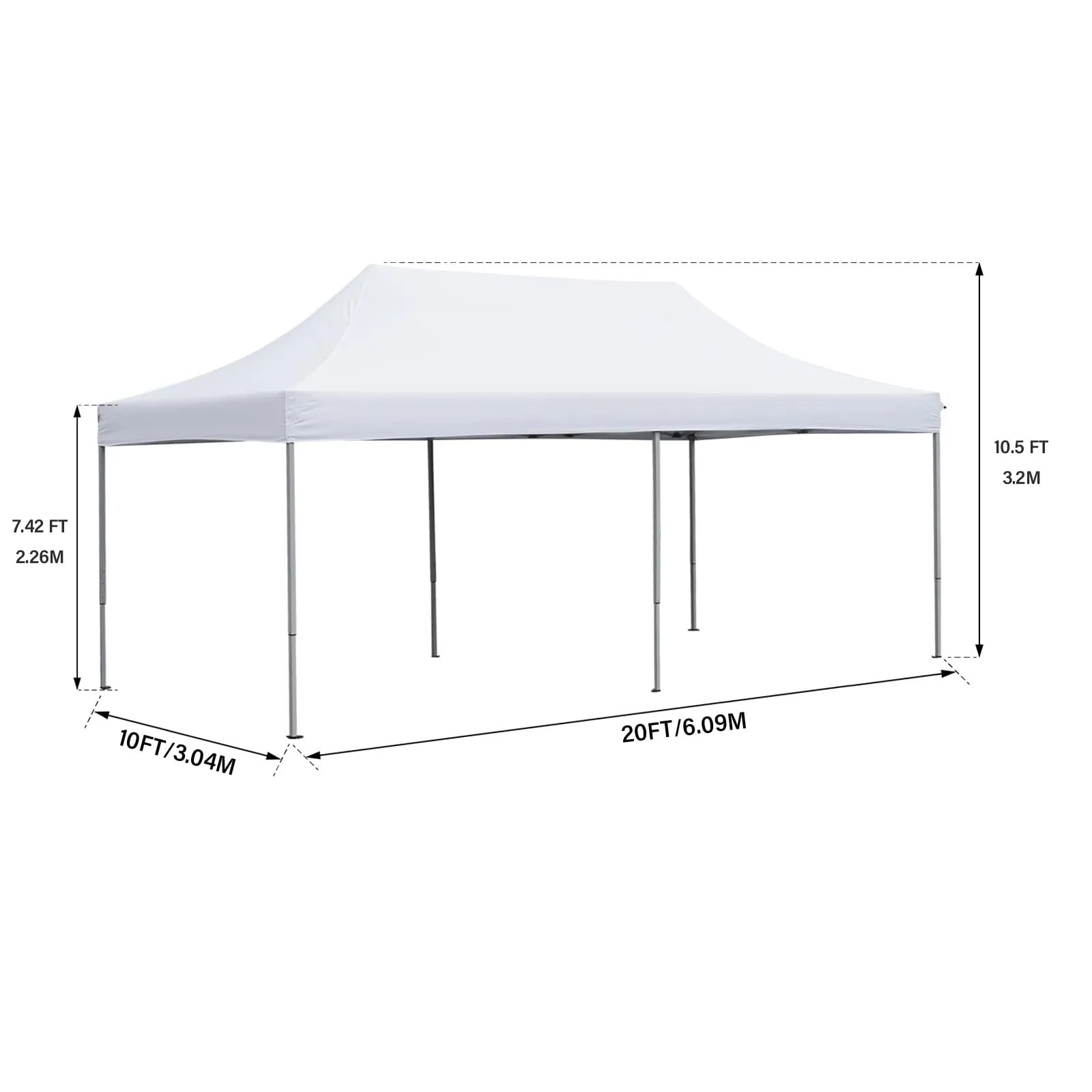 10x20 Ft Pop Up Canopy Tent Wedding Party Patio Gazebo Shelter White