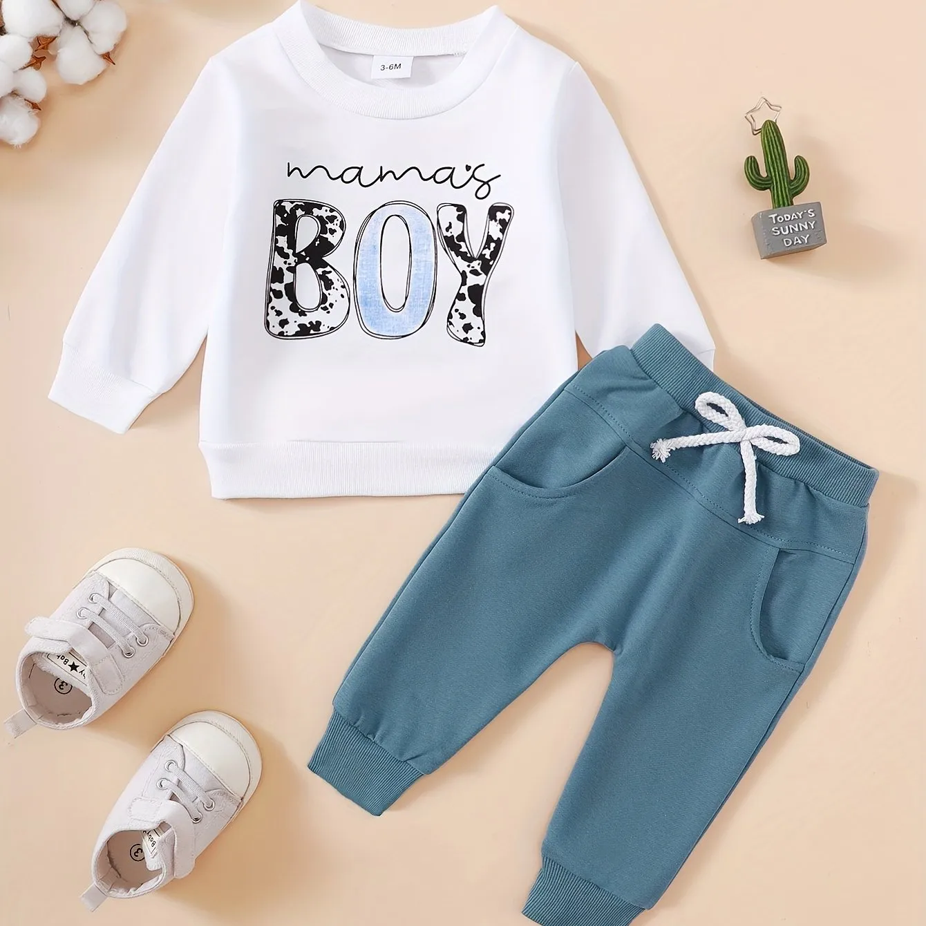 Adorable Baby Boys Graphic Sweatshirt and Solid Pants Set