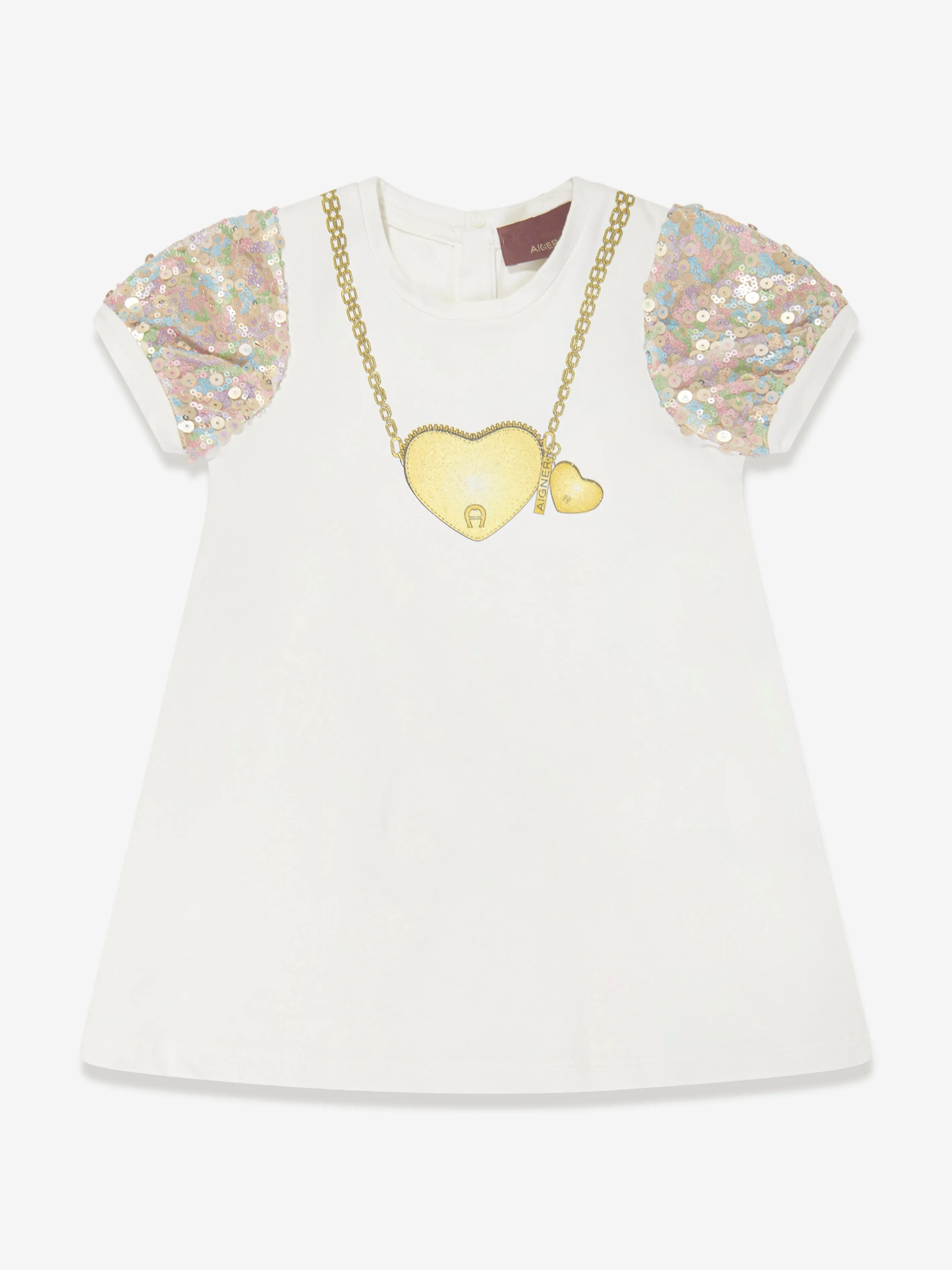 Aigner Baby Girls Charm Necklace Dress in White