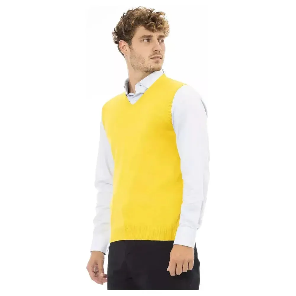 Alpha Studio Yellow Viscose Men Vest