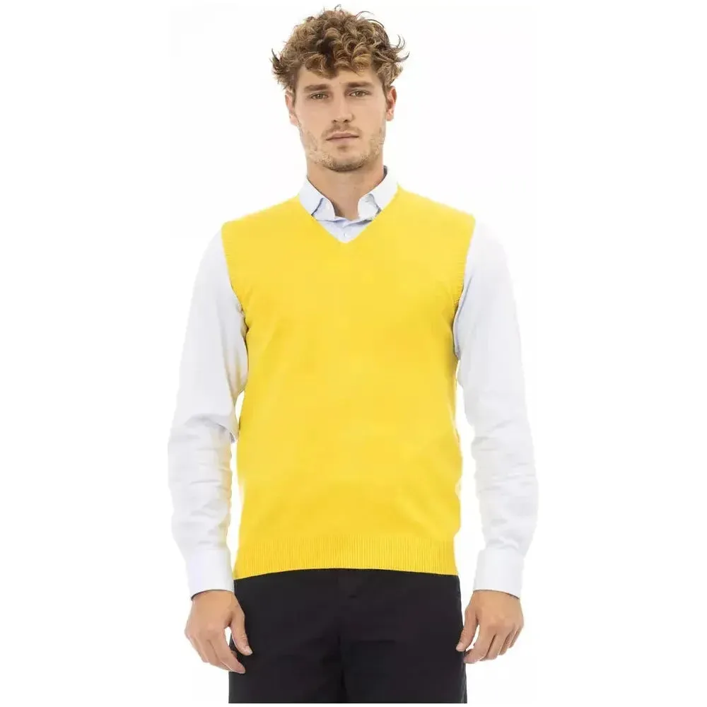 Alpha Studio Yellow Viscose Men Vest