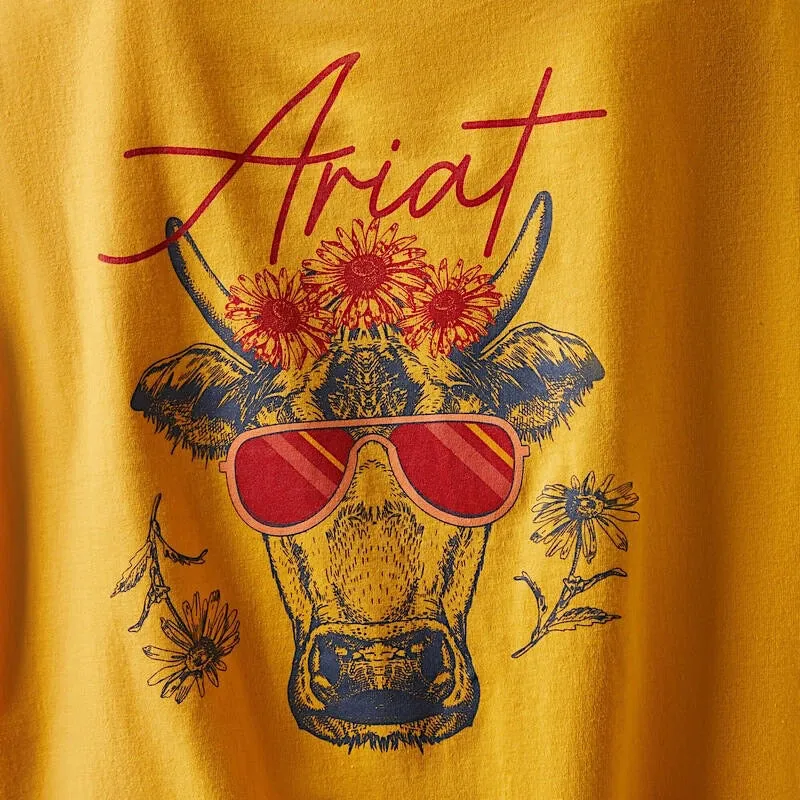 Ariat Womens REAL Cool Cow Tee Yolk Yellow