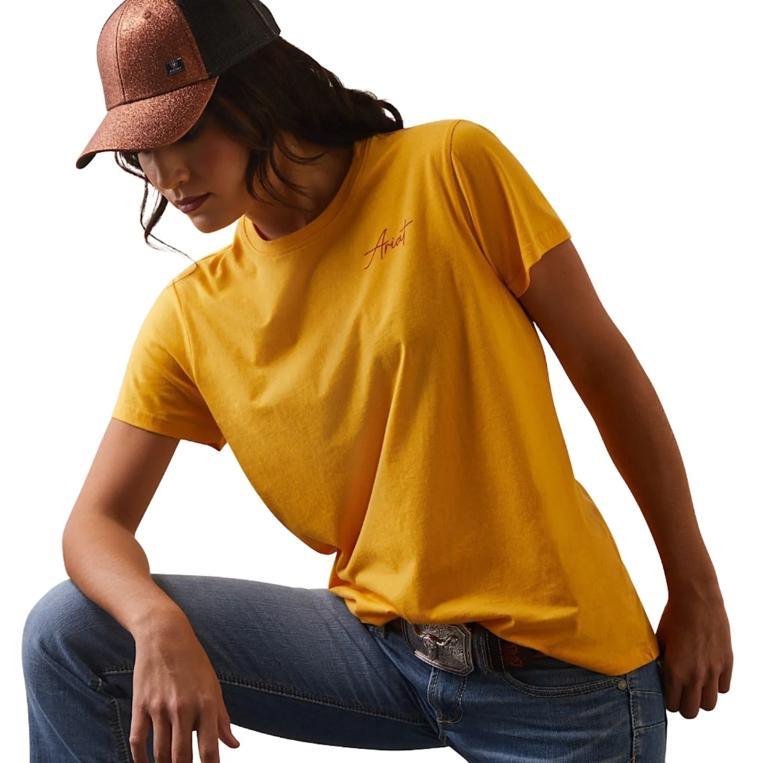 Ariat Womens REAL Cool Cow Tee Yolk Yellow