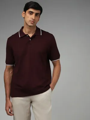 Ascot Wine Cotton Relaxed-Fit Polo T-Shirt