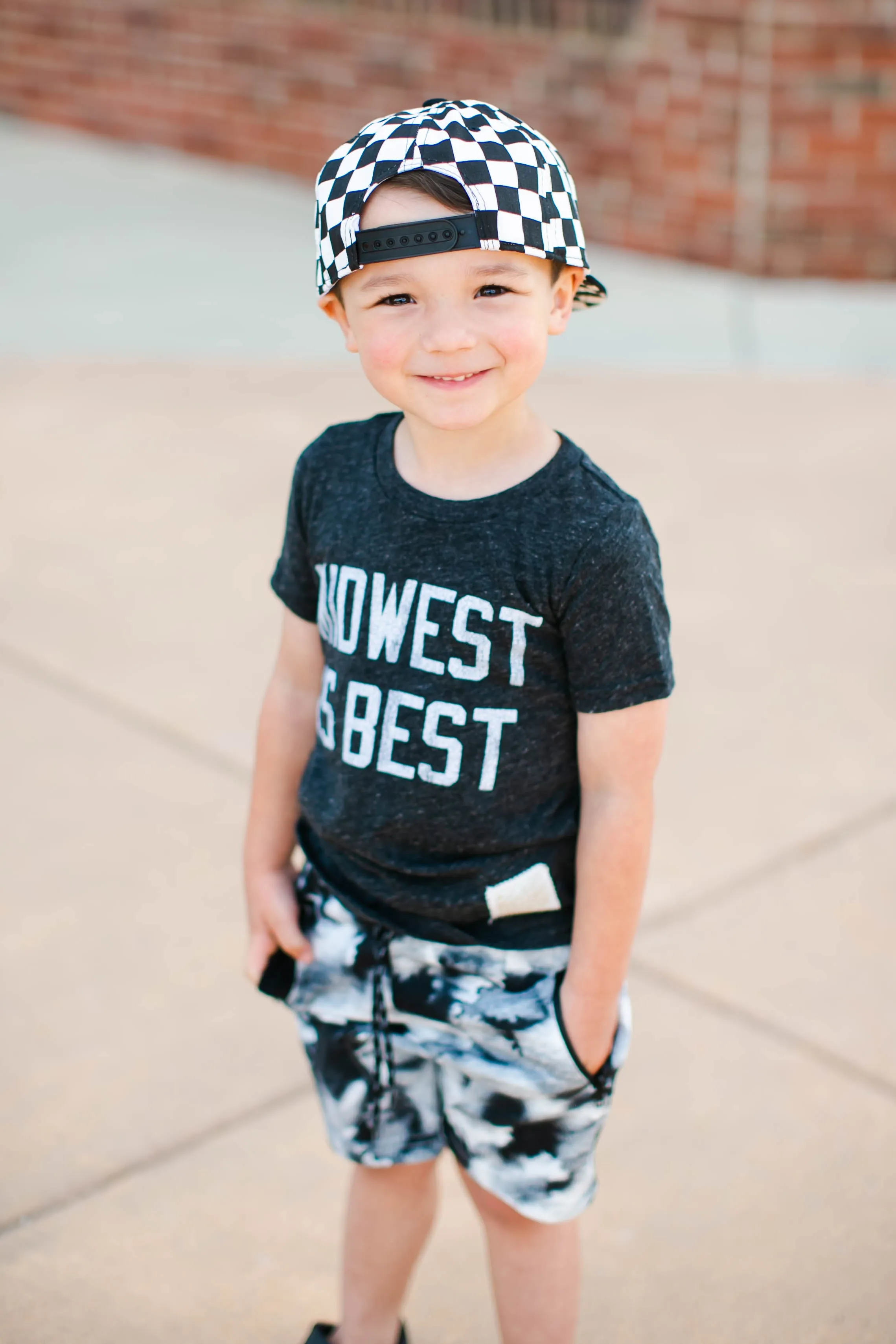 Baby and Children's SnapBack Hat in Checkers w/ Black Bill