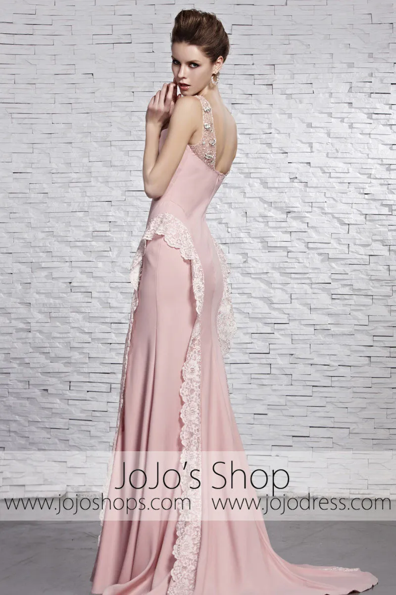 Blush Pink Stylish Cap Sleeves Prom Formal Evening Dress CX881522