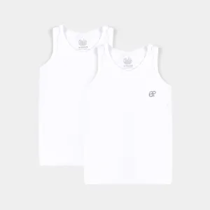 Boys Cotton Jersey Vest 2 Pcs-White