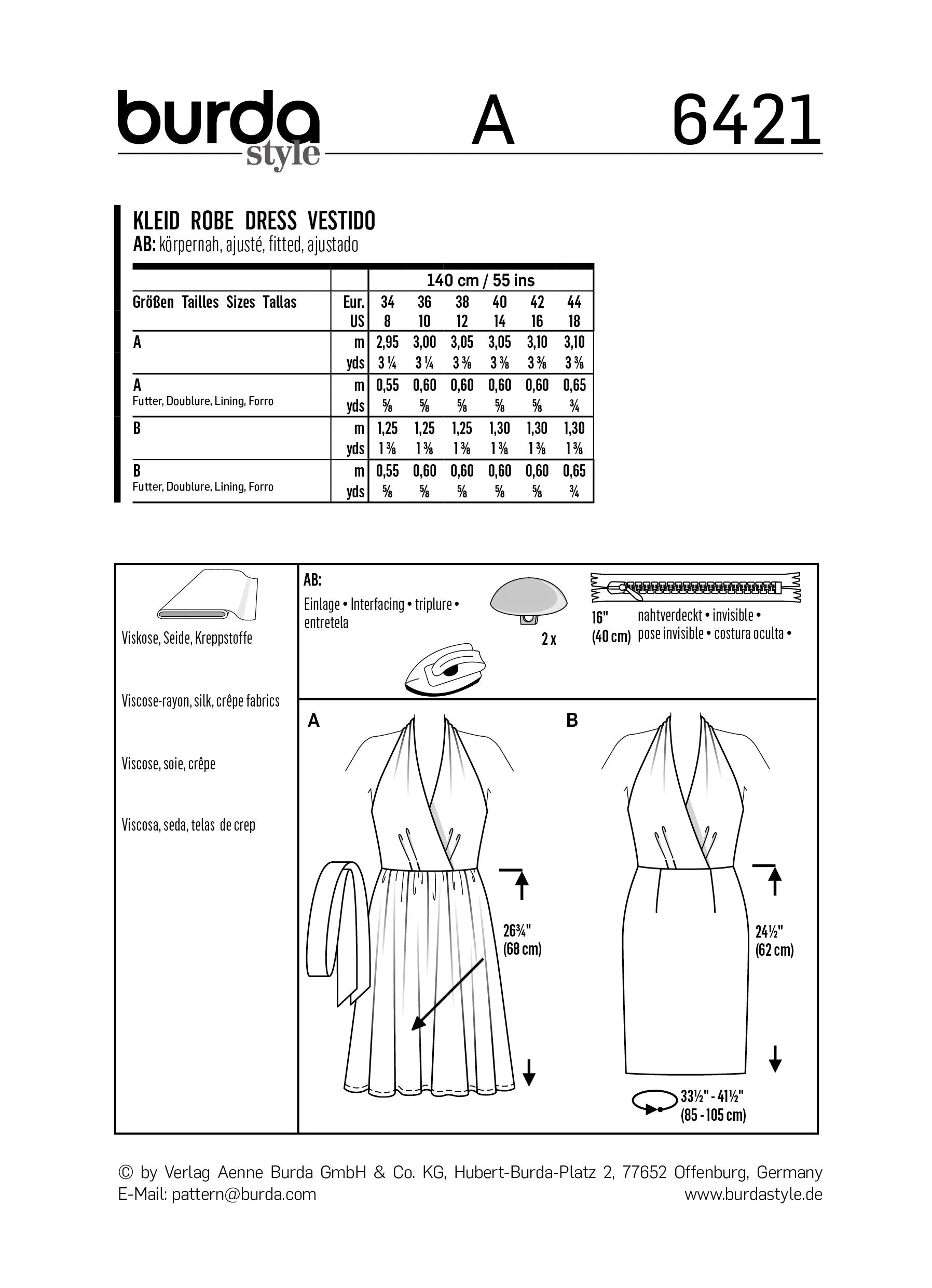 Burda 6421 Swing Dress Pattern