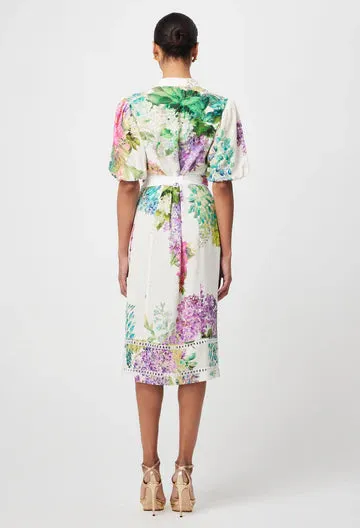 CARLYLE EMBROIDERED LINEN VISCOSE DRESS IN WISTERIA ALBA