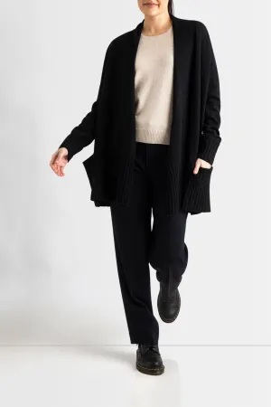 Cashmere Suzanne Draped Cardigan in Black