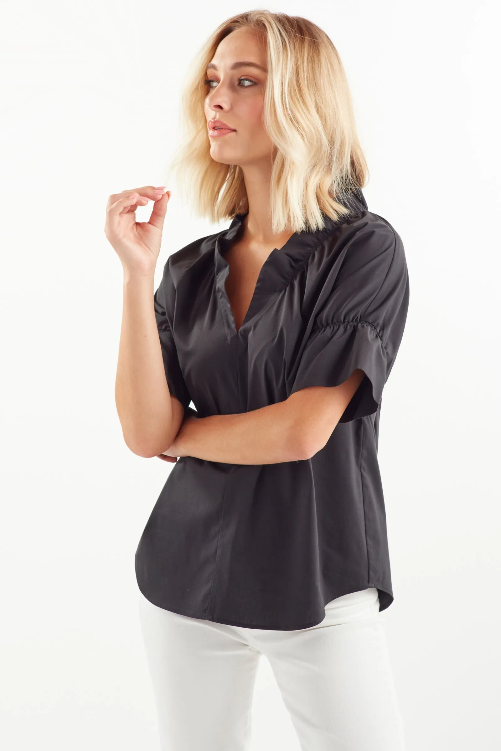 Crosby Shirt Black Silky Poplin