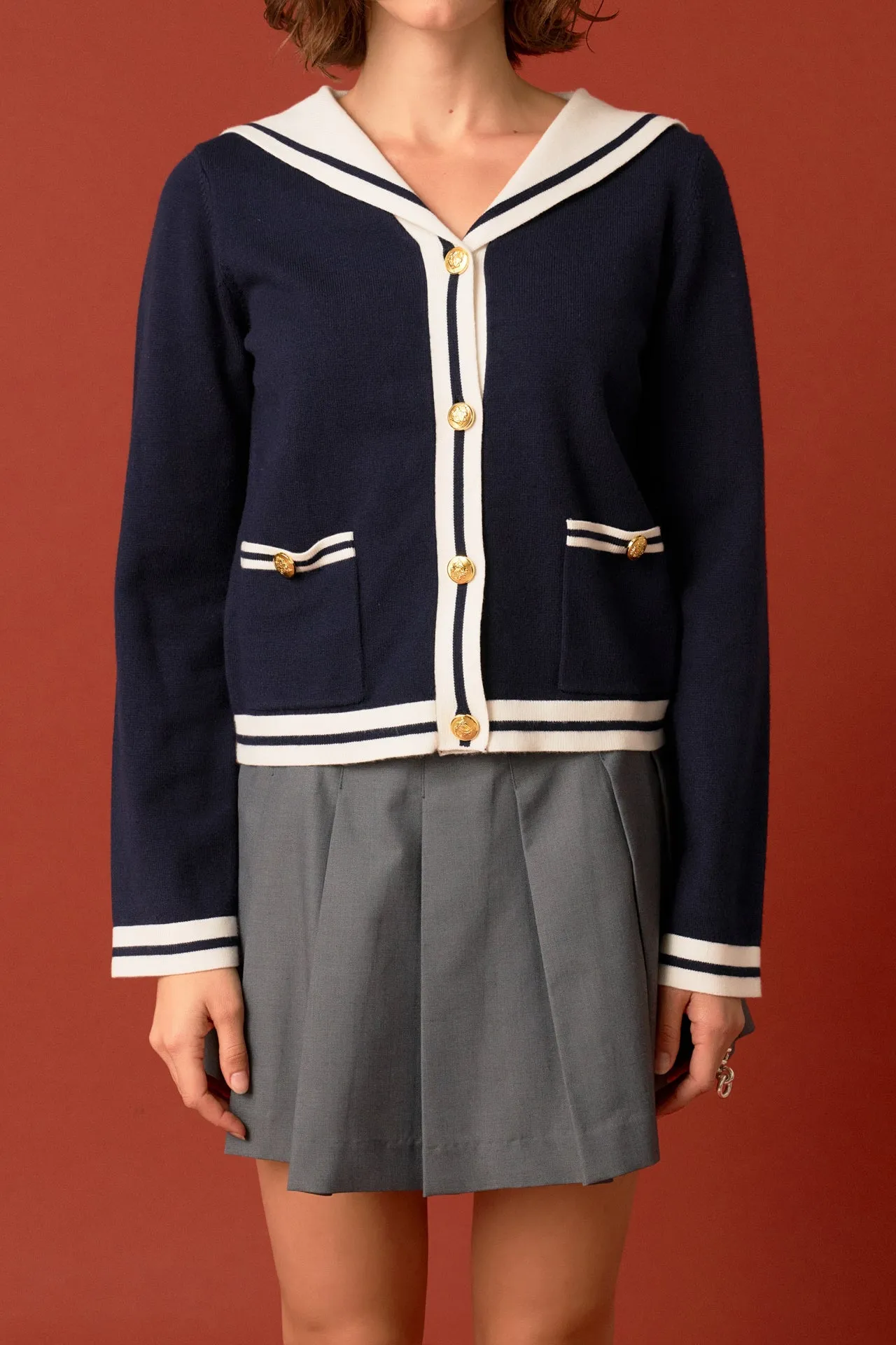 English Factory - Contrast Sailor Collar Cardigan