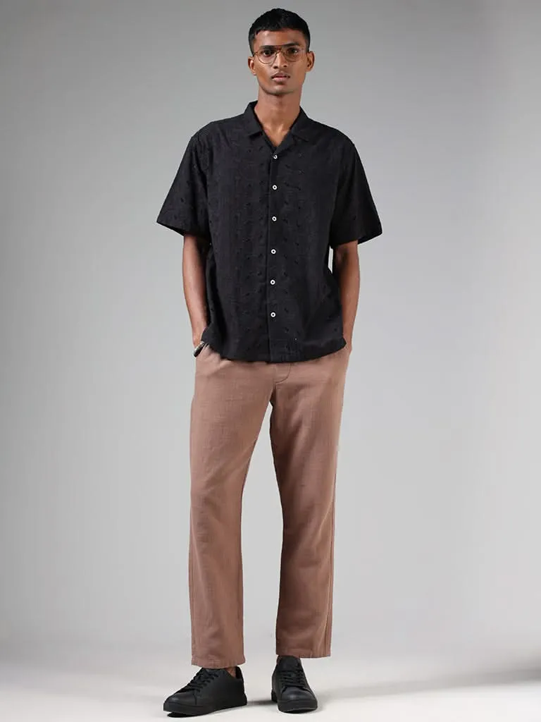 ETA Black Schiffli Relaxed-Fit Shirt