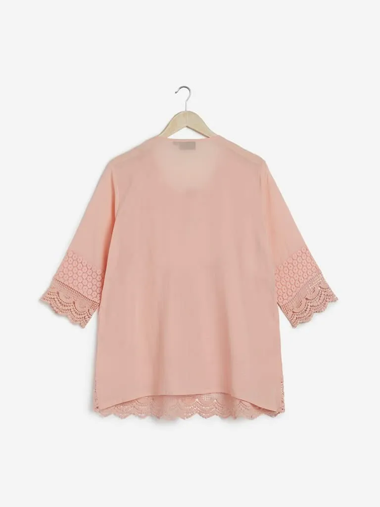 Gia Peach Crotchet Peasant Top