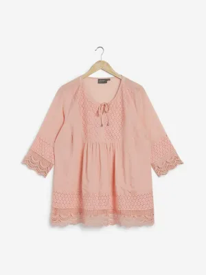 Gia Peach Crotchet Peasant Top