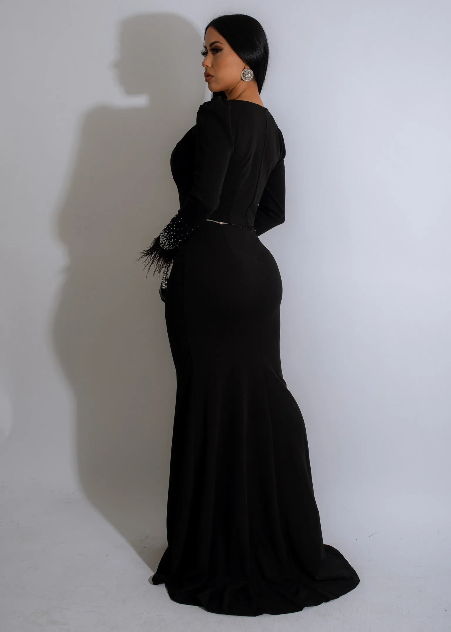 Glow Up Rhinestone Maxi Dress Black