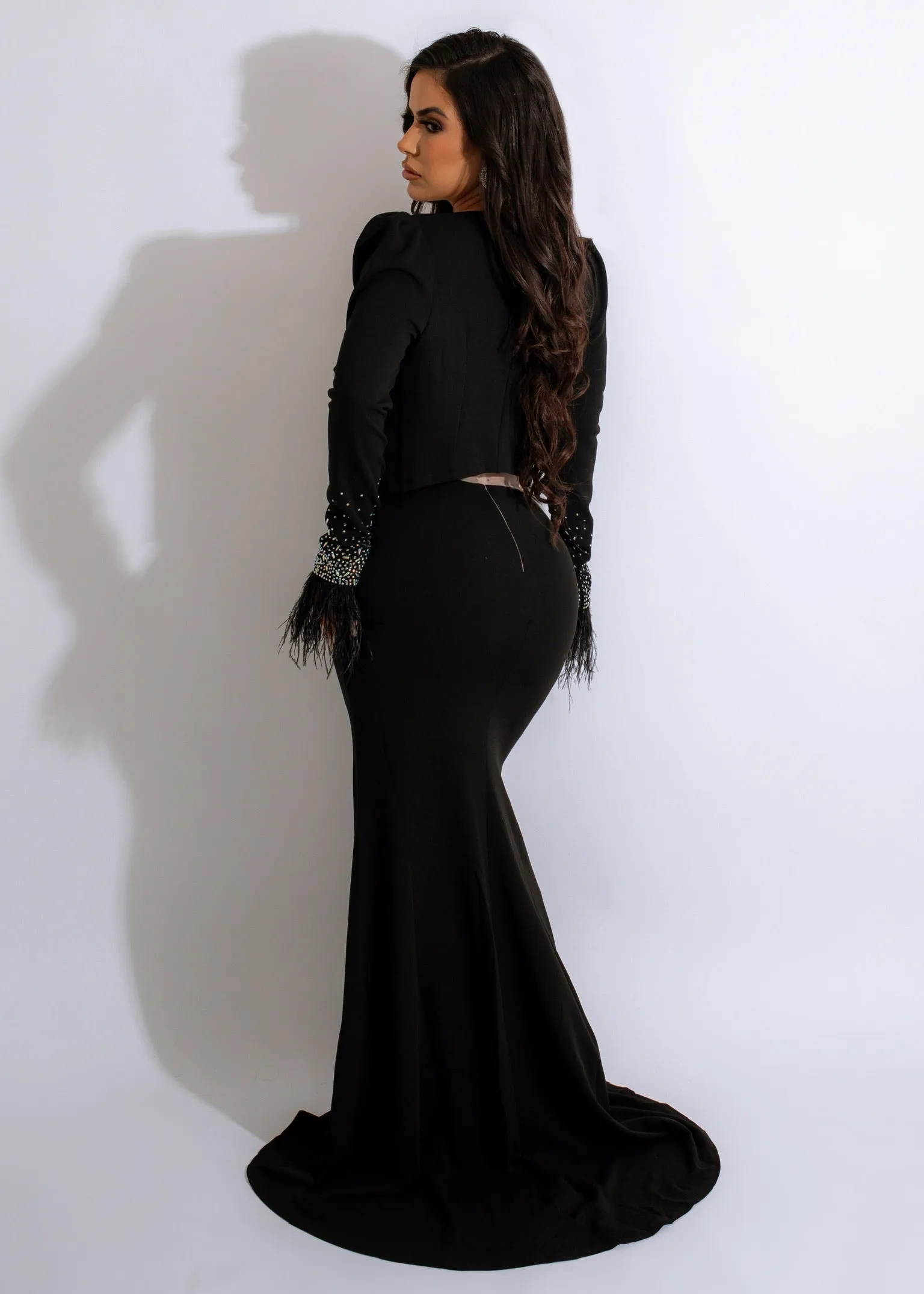 Glow Up Rhinestone Maxi Dress Black