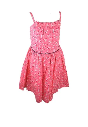 Haltered Dress Spaghetti Floral Printed With Lining Shirring And Piping - Peach