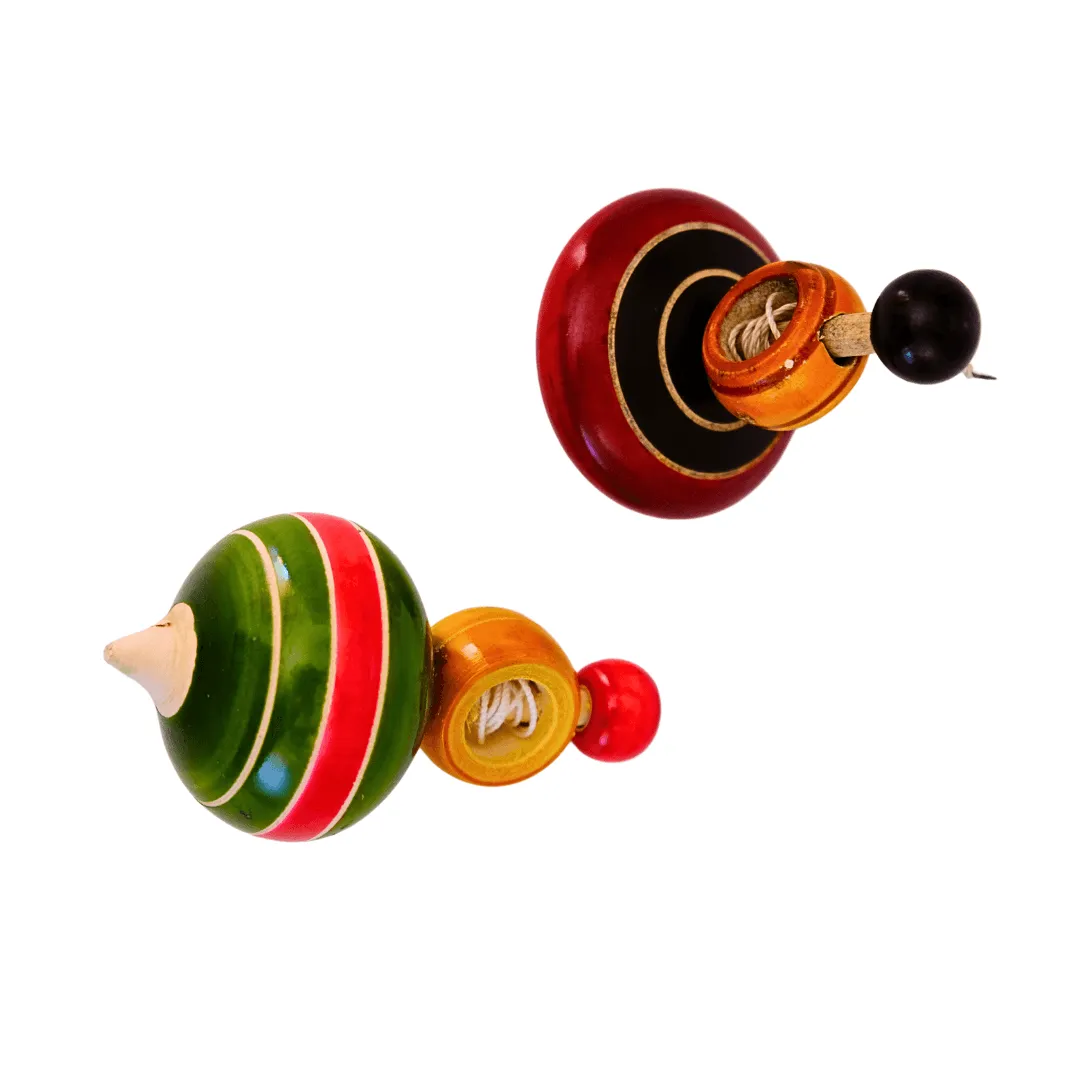 Hand made Small Wooden Spinning Tops-1 Piece (Random colour will be send)