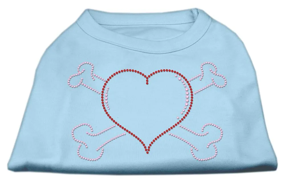 Heart and Crossbones Rhinestone Shirts Baby Blue XXXL(20)