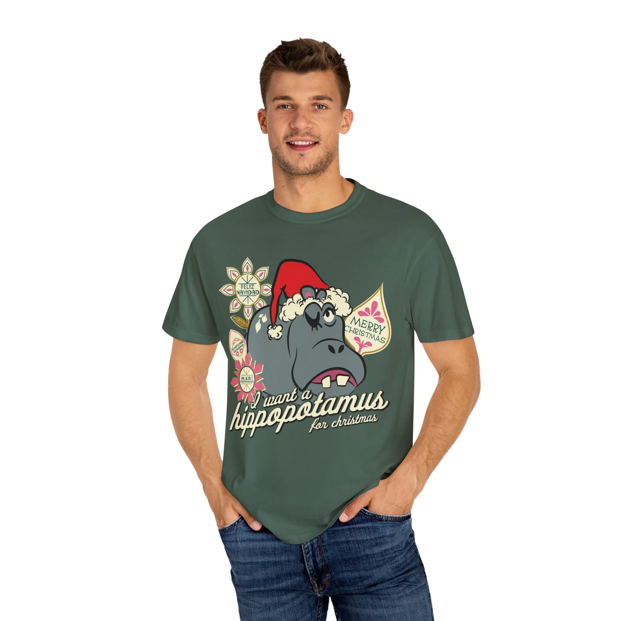 Hippo Christmas Comfort Colors Tee