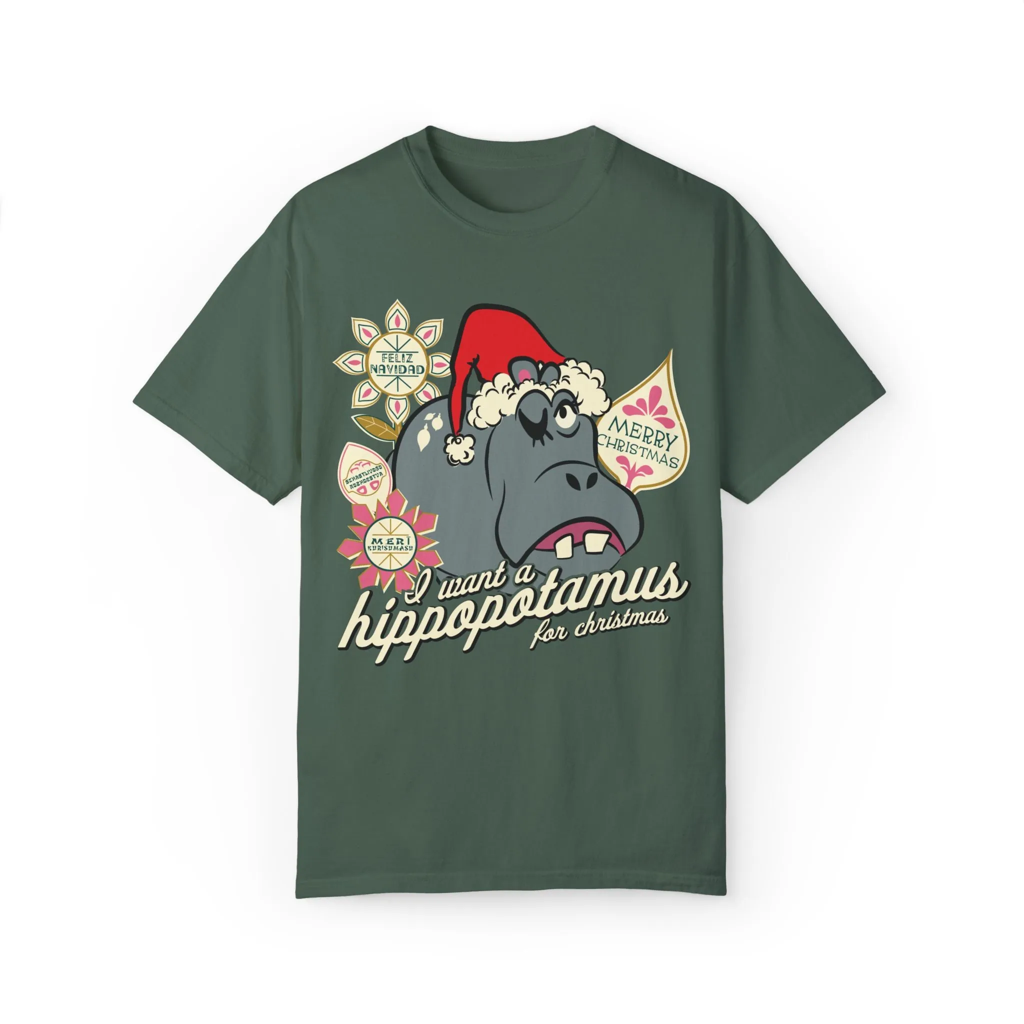 Hippo Christmas Comfort Colors Tee