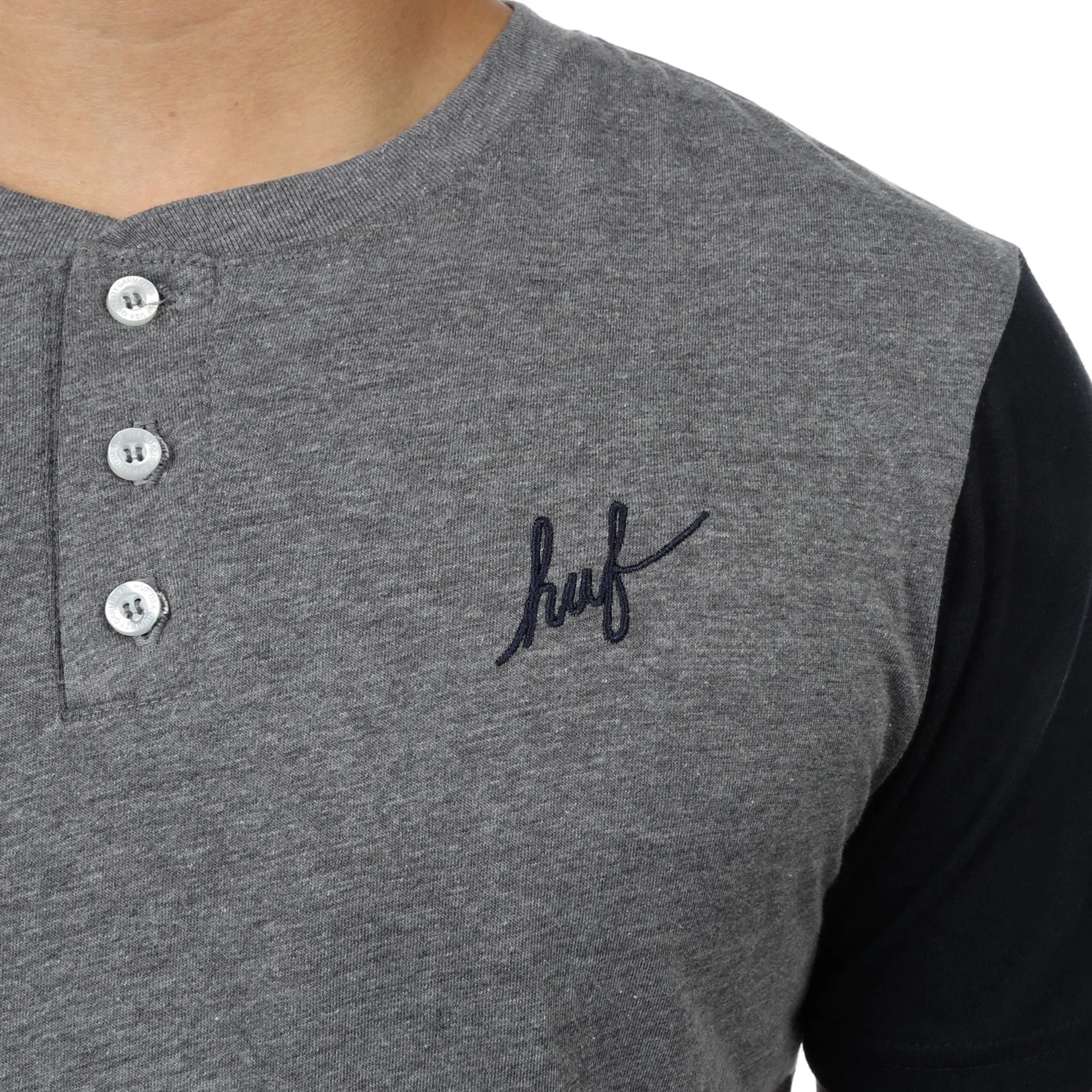 Huf Script Henley - Heather Gray/Navy