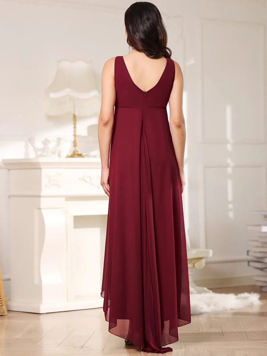 Jeweled Top Asymmetrical Formal Maternity Dress