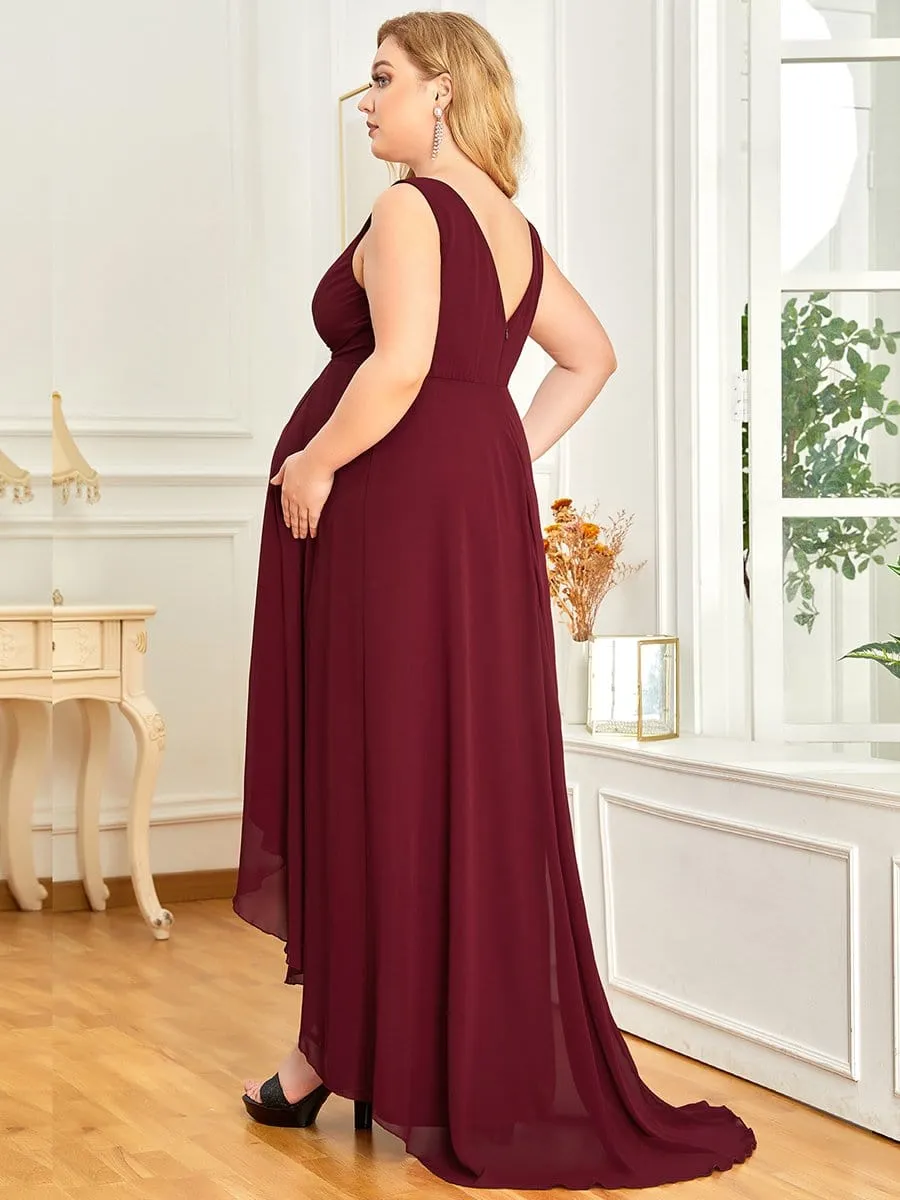 Jeweled Top Asymmetrical Formal Maternity Dress