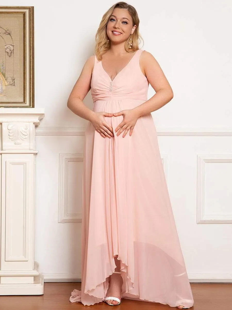 Jeweled Top Asymmetrical Formal Maternity Dress