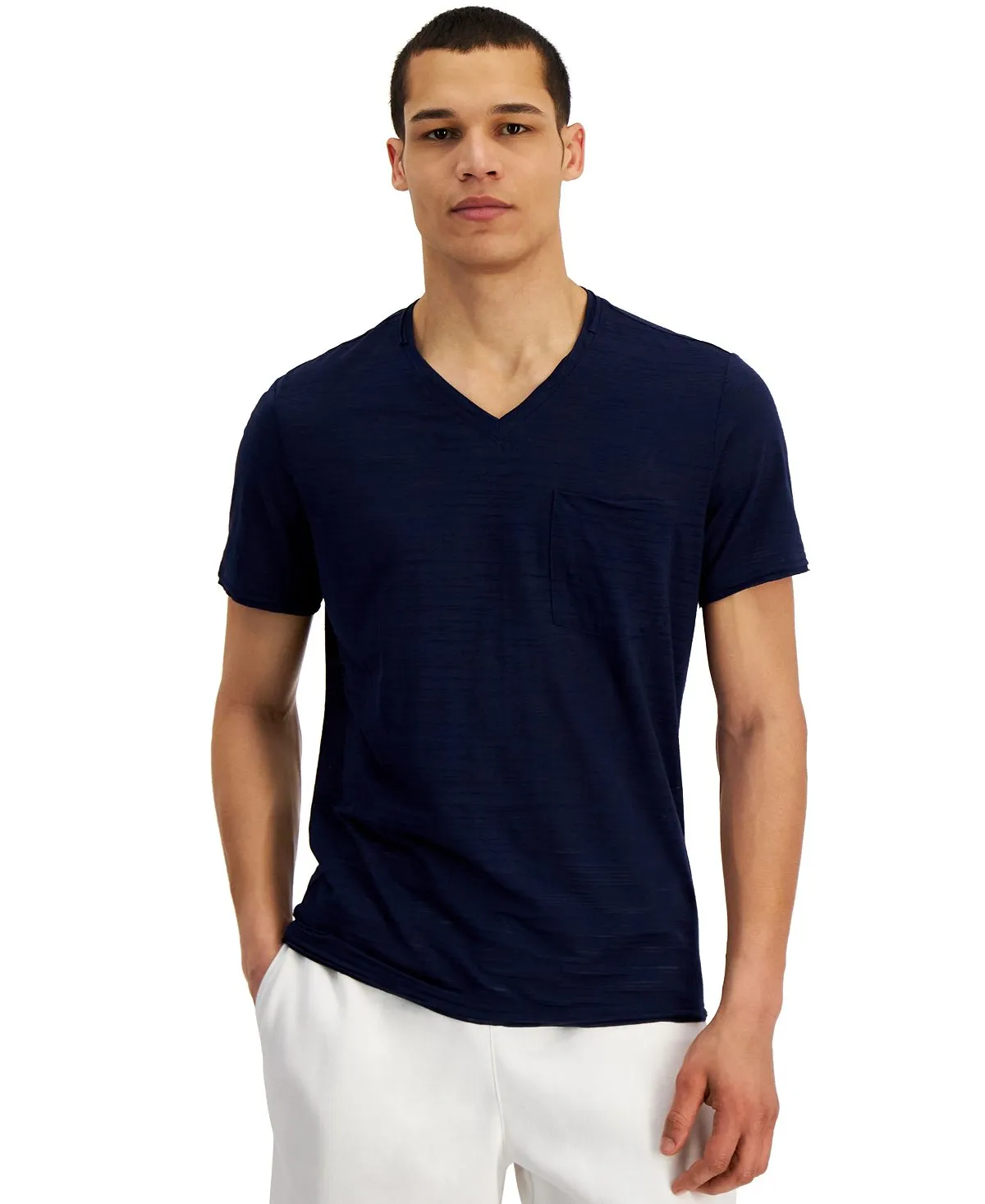 Men's broken stripe v-neck t-shirt created for Macy's INC International Concepts, multi