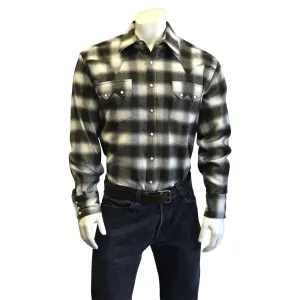 Men's Plush Flannel Green & Beige Plaid Western Shirt