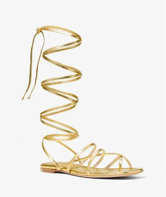 Michael Kors Jade Metallic Leather Gladiator sandals, gold