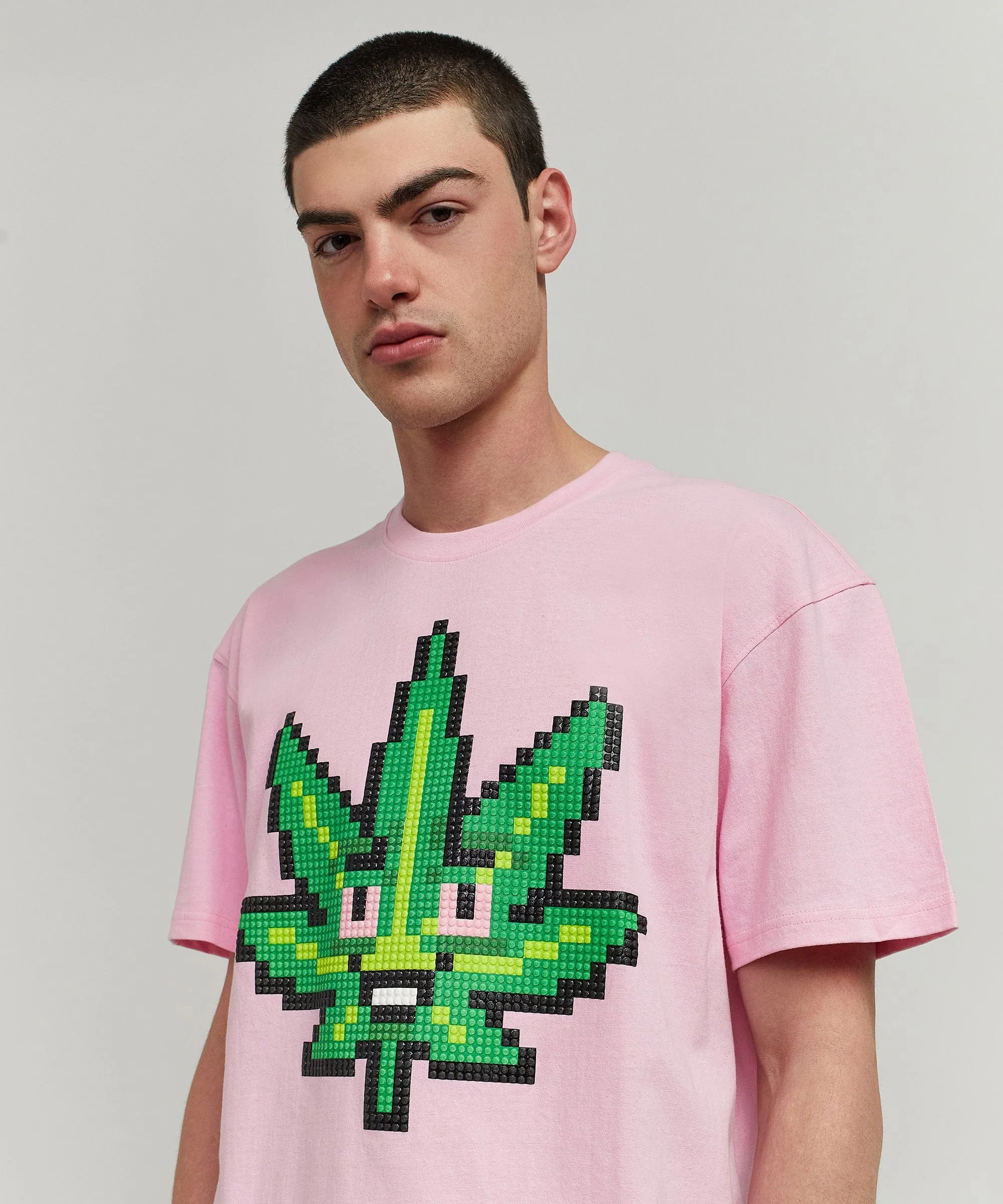 Pixel Leaf Short Sleeve Tee - Pink