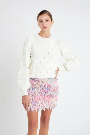 Pom Pom Pattern Long Sleeve Sweater