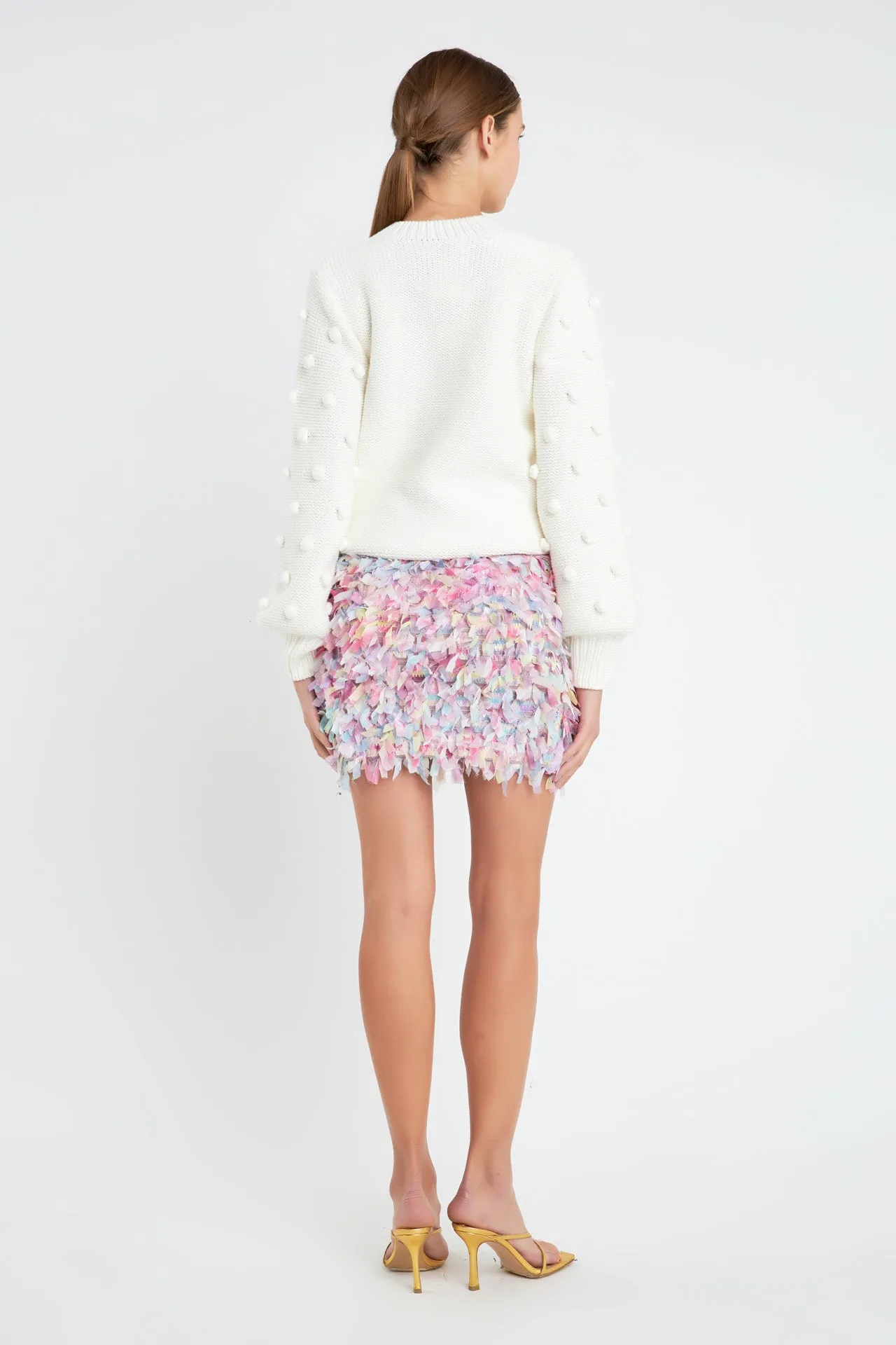 Pom Pom Pattern Long Sleeve Sweater