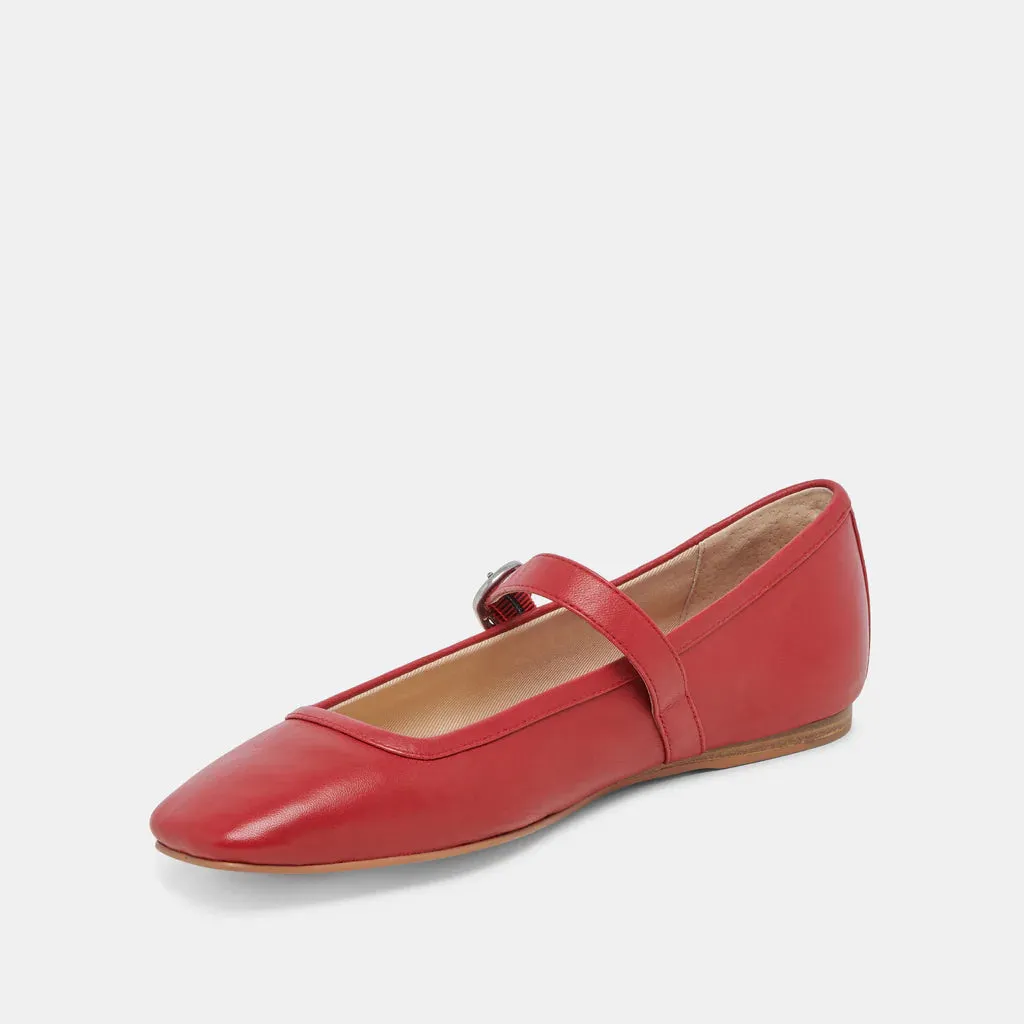 Rodni Ballet Flats- Red Leather