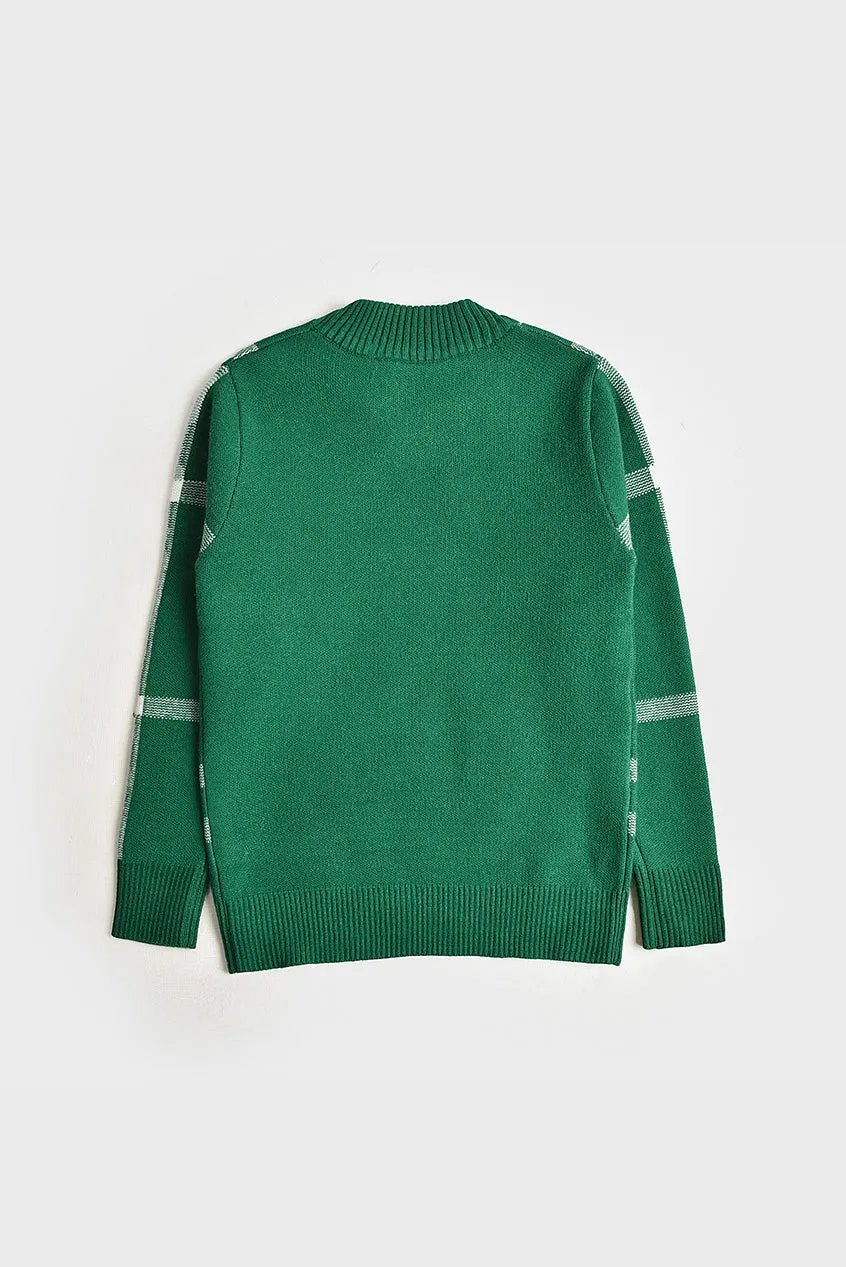 Round Neck Green Sweater