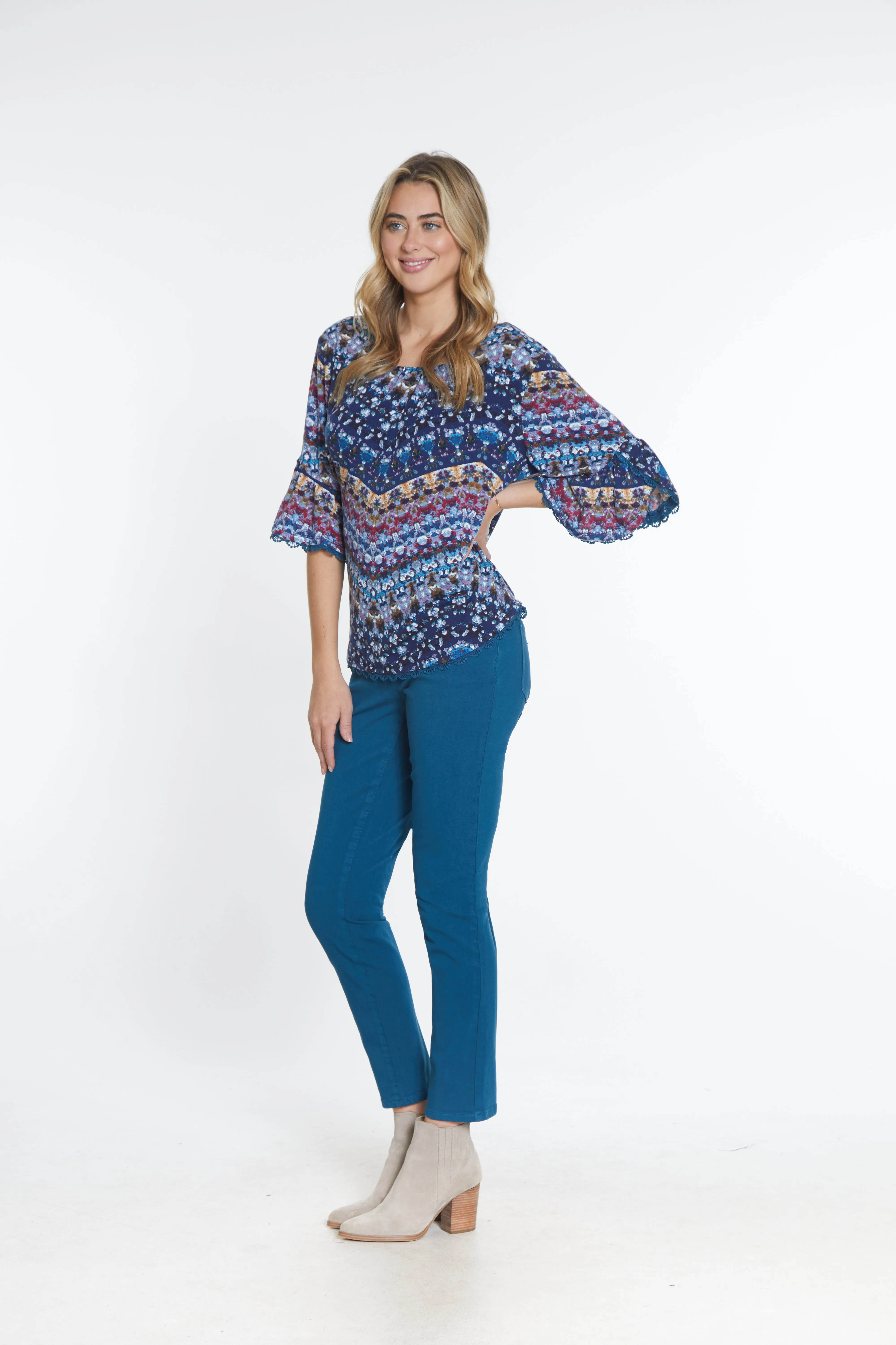 Ruffle Sleeve Knit Top - Multi