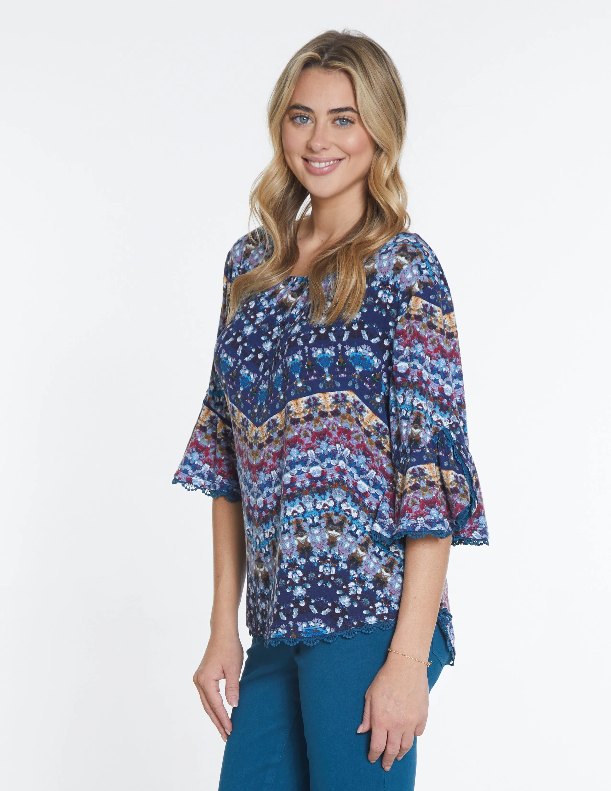 Ruffle Sleeve Knit Top - Multi