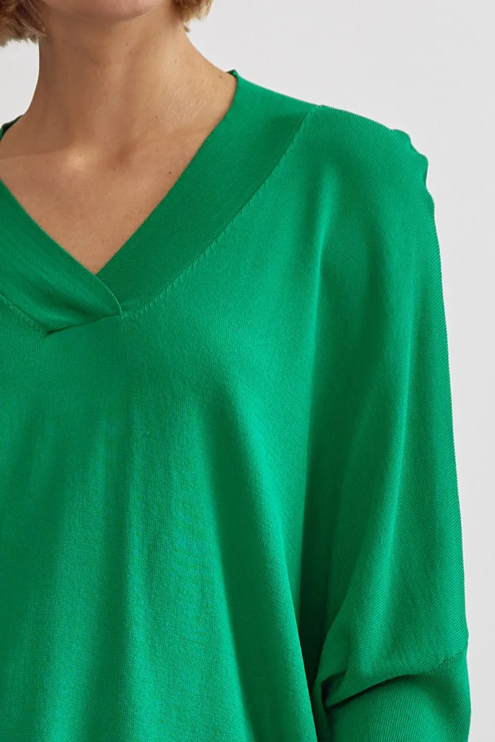 Shay V-Neck Knit Top - Kelly Green