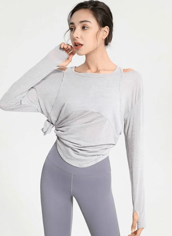 Stylish Sporty Lightweight Women's Tops with Long Sleeves and Cutouts - SF1188