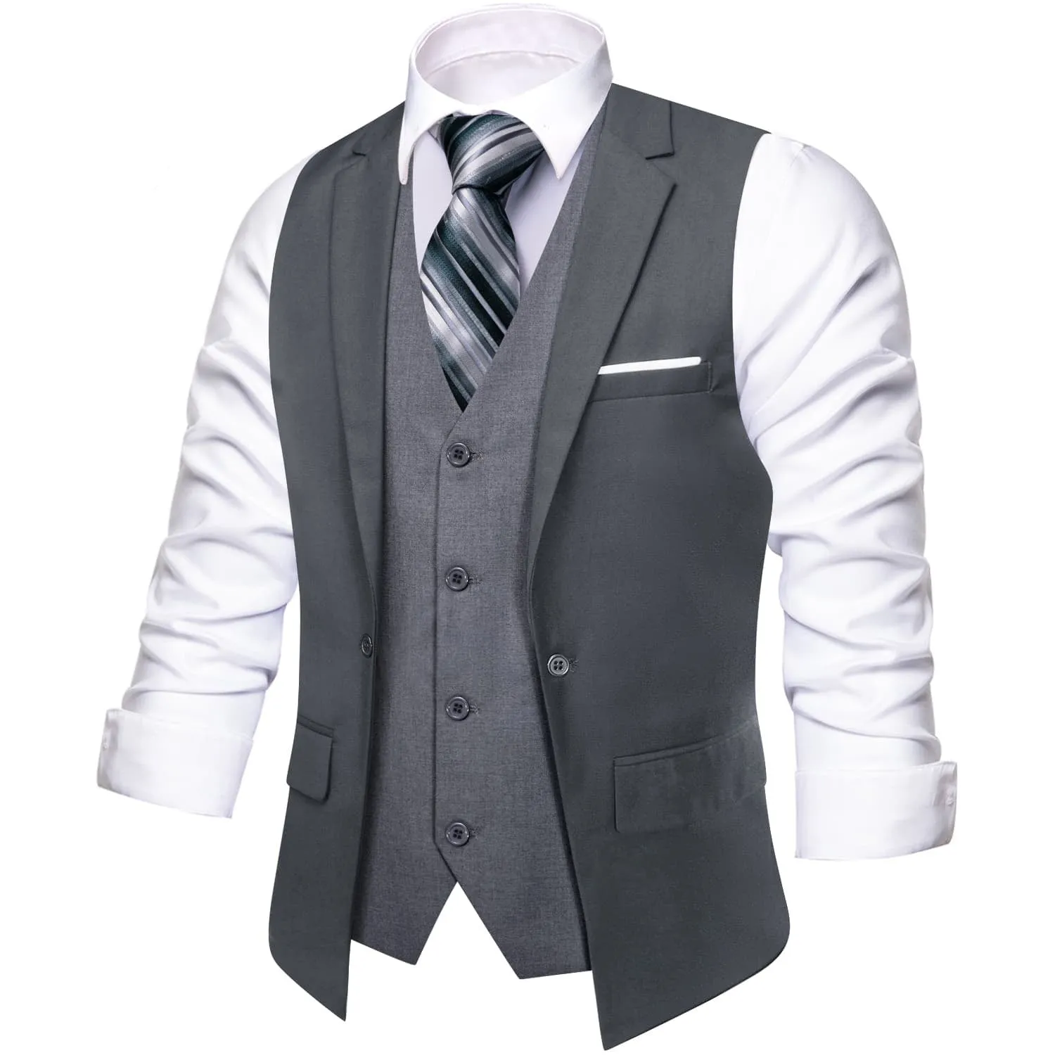 Ties2you Layered Waistcoat Grey Splicing Dress Suit Vests Men Wedding Vest