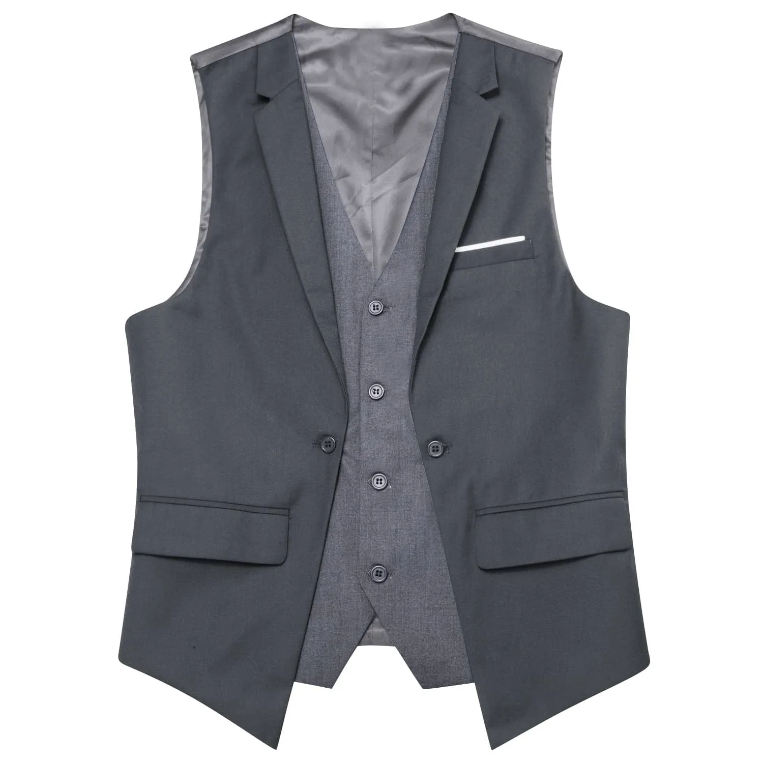 Ties2you Layered Waistcoat Grey Splicing Dress Suit Vests Men Wedding Vest