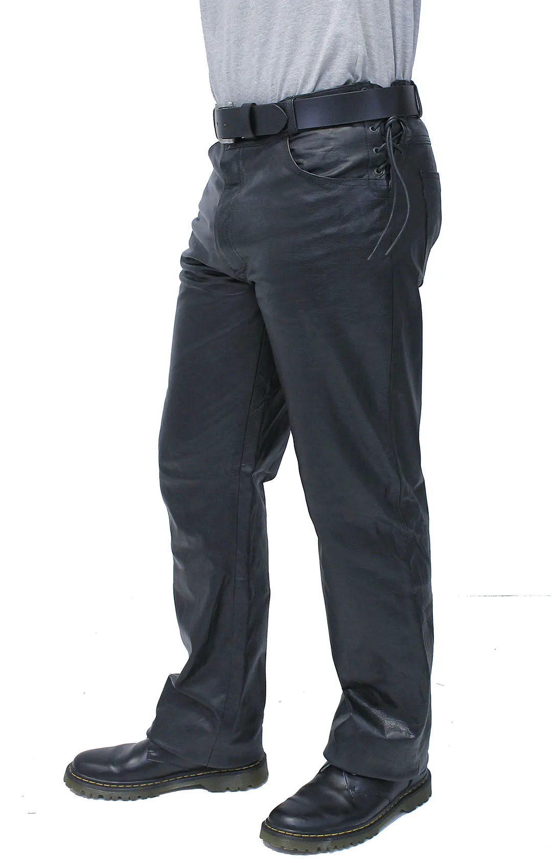 Top Side Lace Leather Pants for Men #MP804LK ()