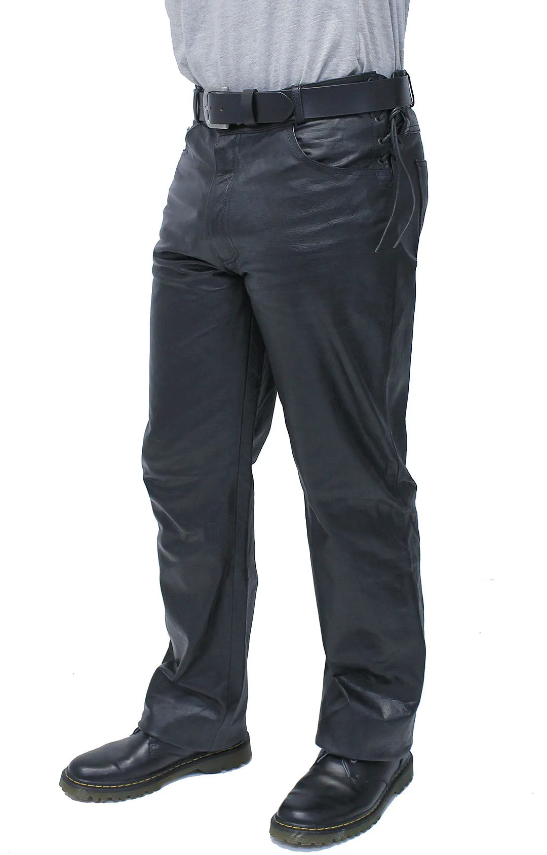 Top Side Lace Leather Pants for Men #MP804LK ()