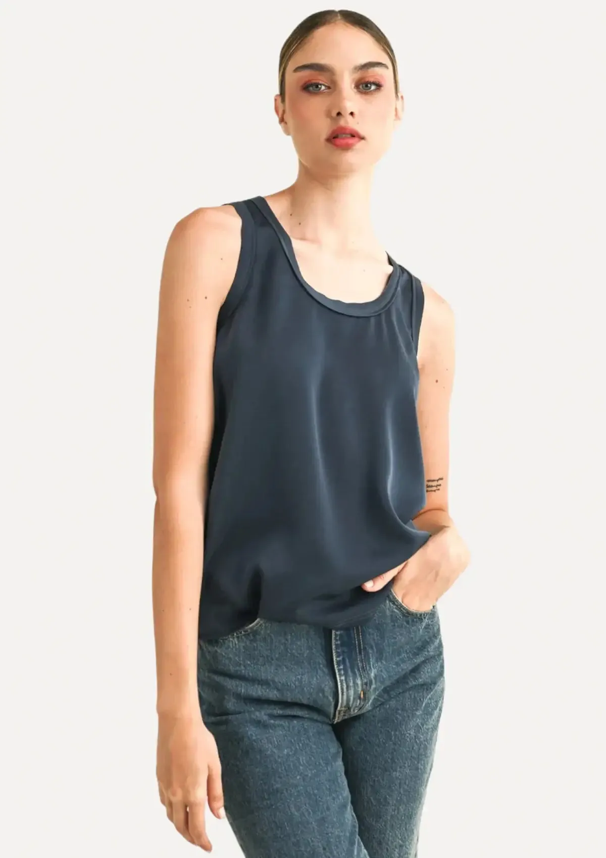 Two-Toned Tank Top - Navy