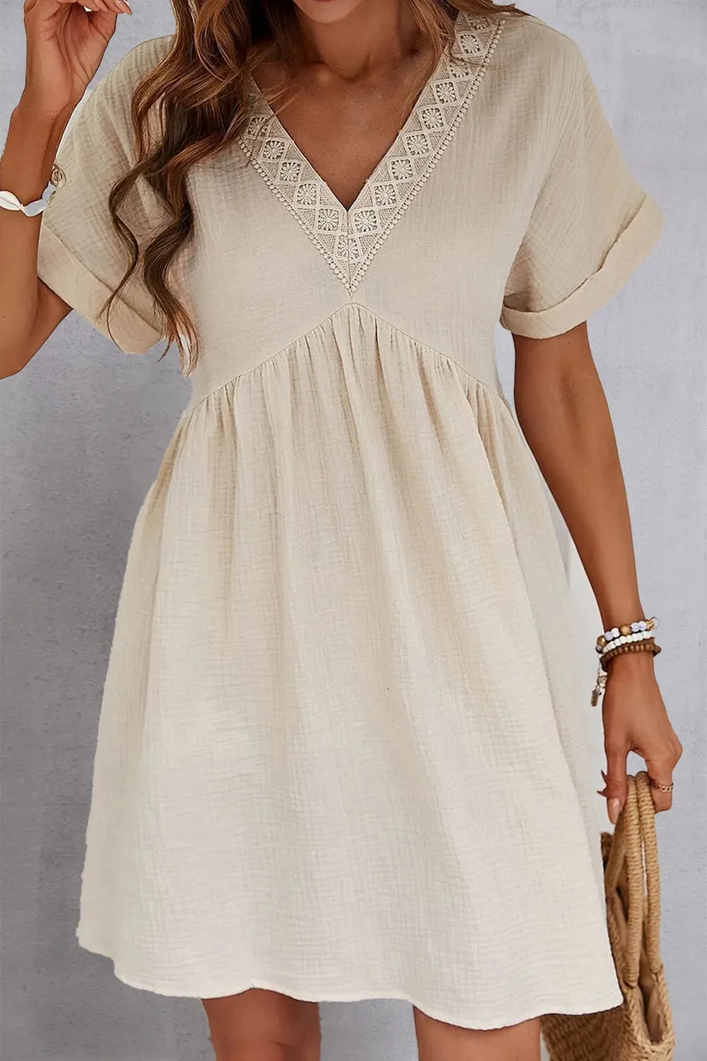 V-Neck Short Sleeve Dress