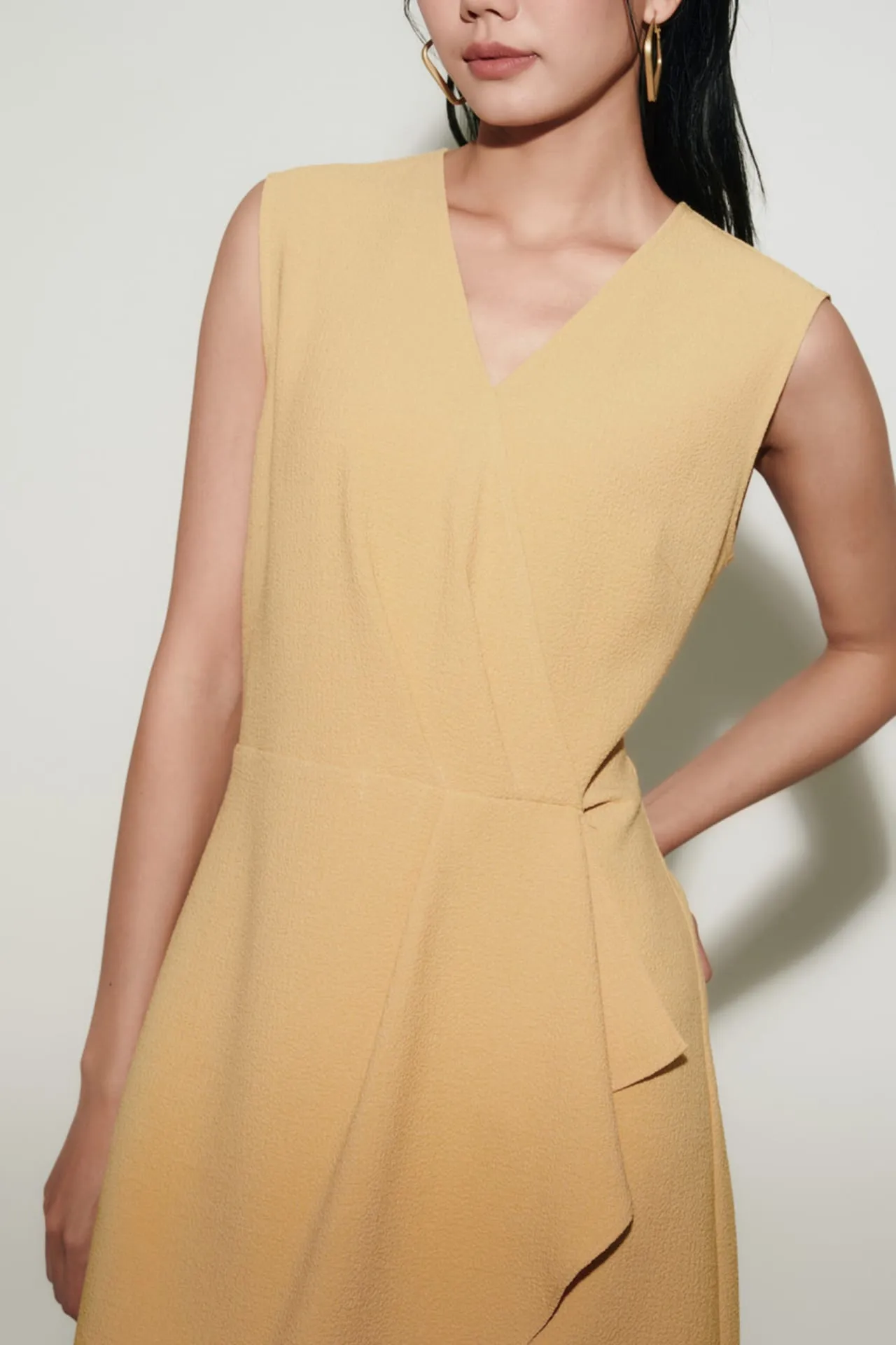 V Neck Sleeveless Wrap Dress